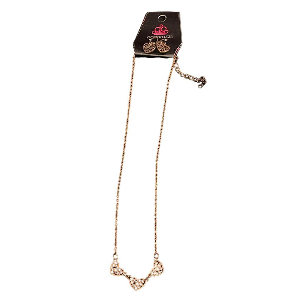 Paparazzi Rose Gold Filigree Heart Necklace Delicate Chain Romantic JewelryR -52